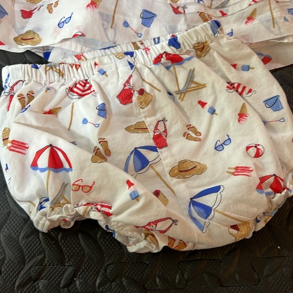 Janie and Jack White and Blue Beach Print Kids Matching Set - Picture 6 of 11